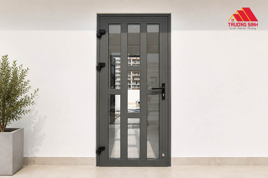Mẫu cửa nhôm 1 cánh kết hợp chia ô dọc và ngang